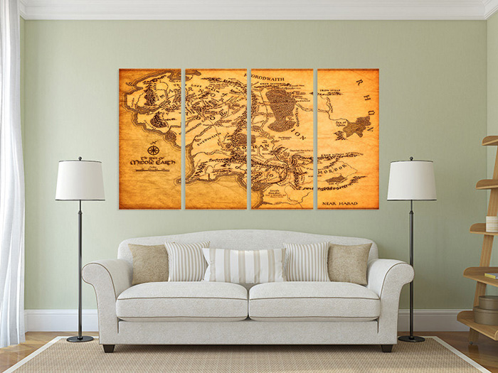 Lord of the Rings Maps Canvas Wall Art