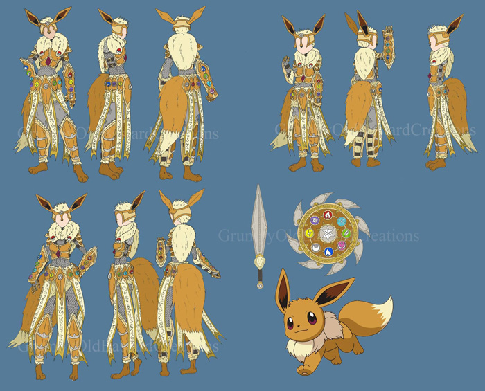 Pokemon Gijinka Fantasy Warrior Style Redesigns
