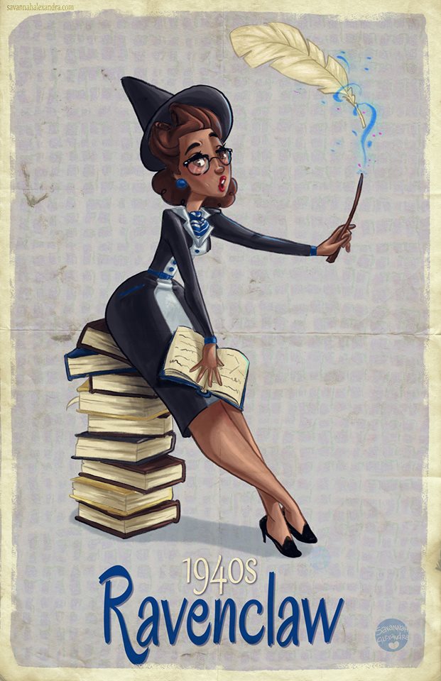 Retro Hogwarts Pinups from Different Decades