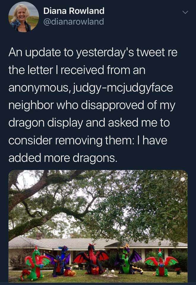 Neighbors Complain That Christmas Dragons Are Inappropriate