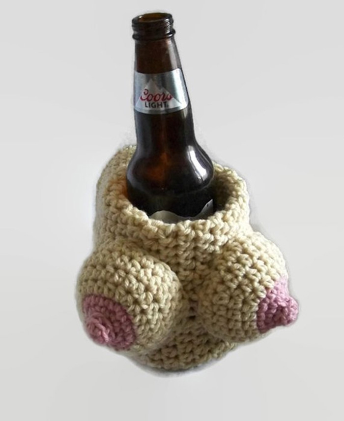 Crochet Boob Mitten Beer Holder