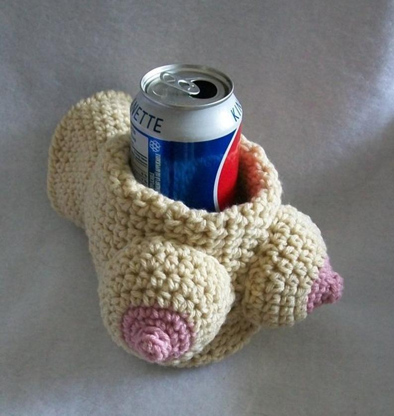 Crochet Boob Mitten Beer Holder