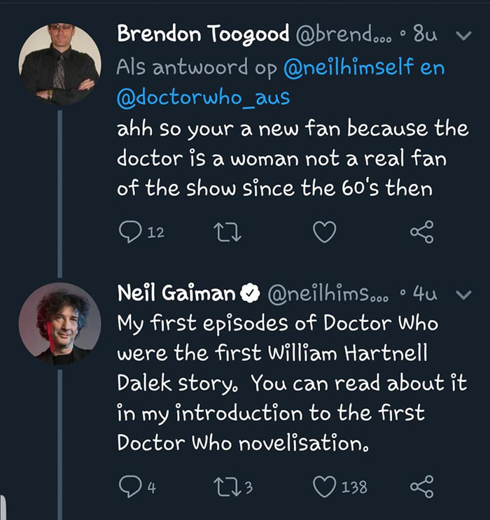 Guy Calls Neil Gaiman Fake Doctor Who Fan