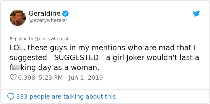 Womans Twitter Thread About a Female Joker Gets Trolled By Dudes