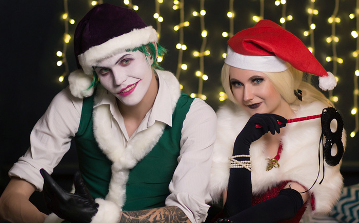 Christmas Harley Quinn & The Joker Cosplay