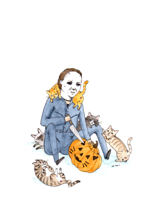 Horror Icons with Cats Fan Art
