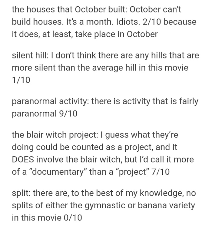 Review of How Much Horror Movies Fit Their Titles