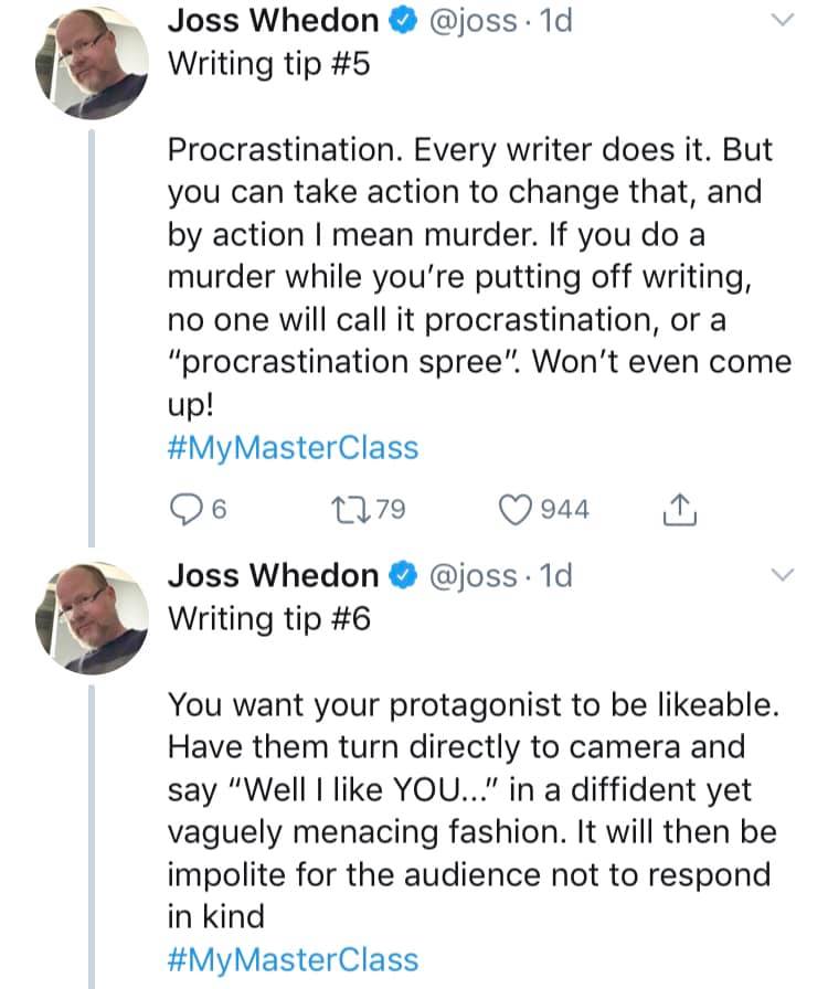 Joss Whedons Writing Master Class