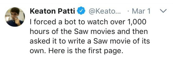 Bot Writes a Saw Movie Script