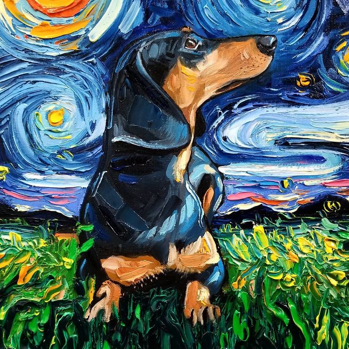 Starry Night Dogs Art