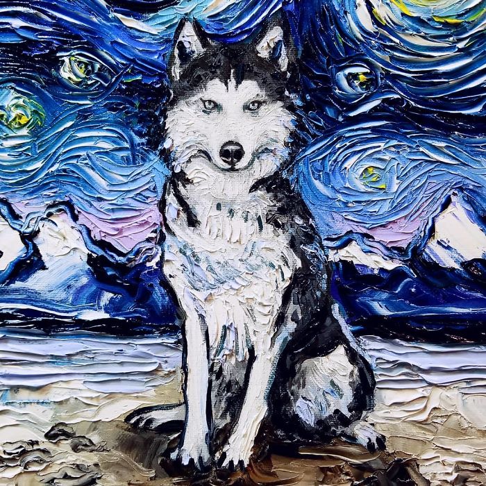 Starry Night Dogs Art