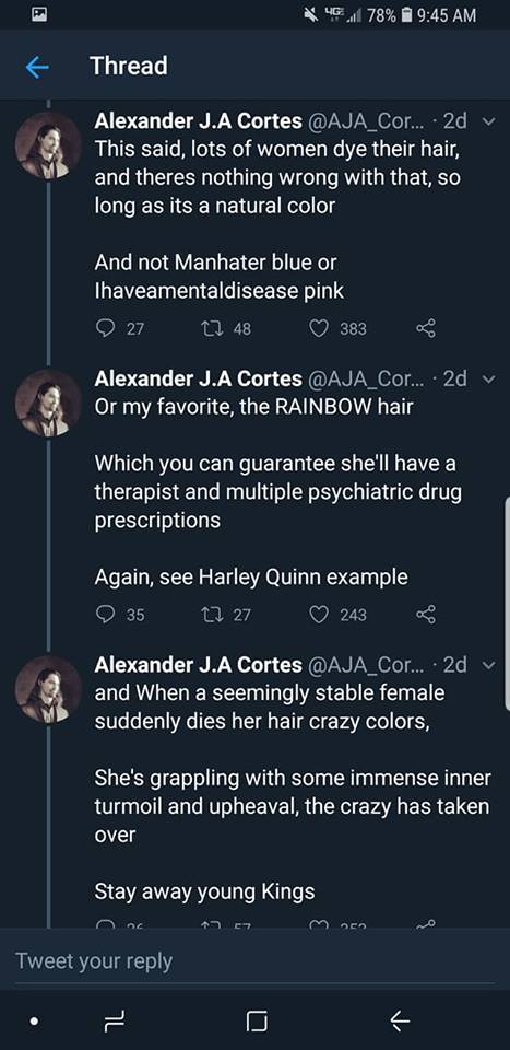 Guy Thinks Women Who Color Their Hair Are Mentally Ill