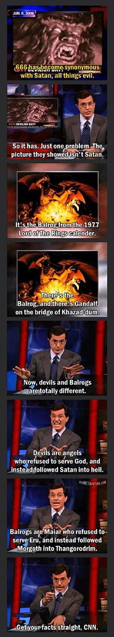 Stephen Colbert Sets CNN Straight on Devils vs Balrogs