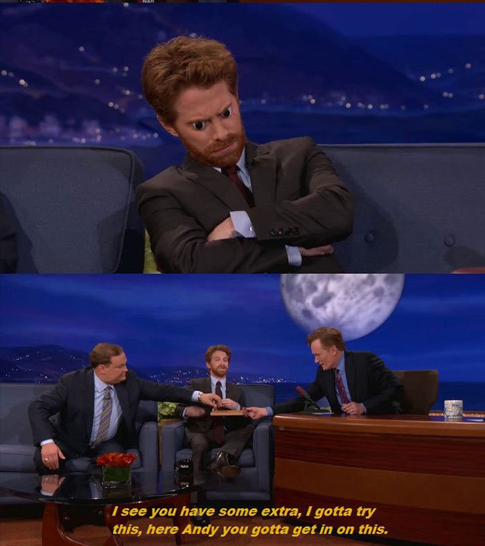 Seth Green & Conan Play With Googly Eyes