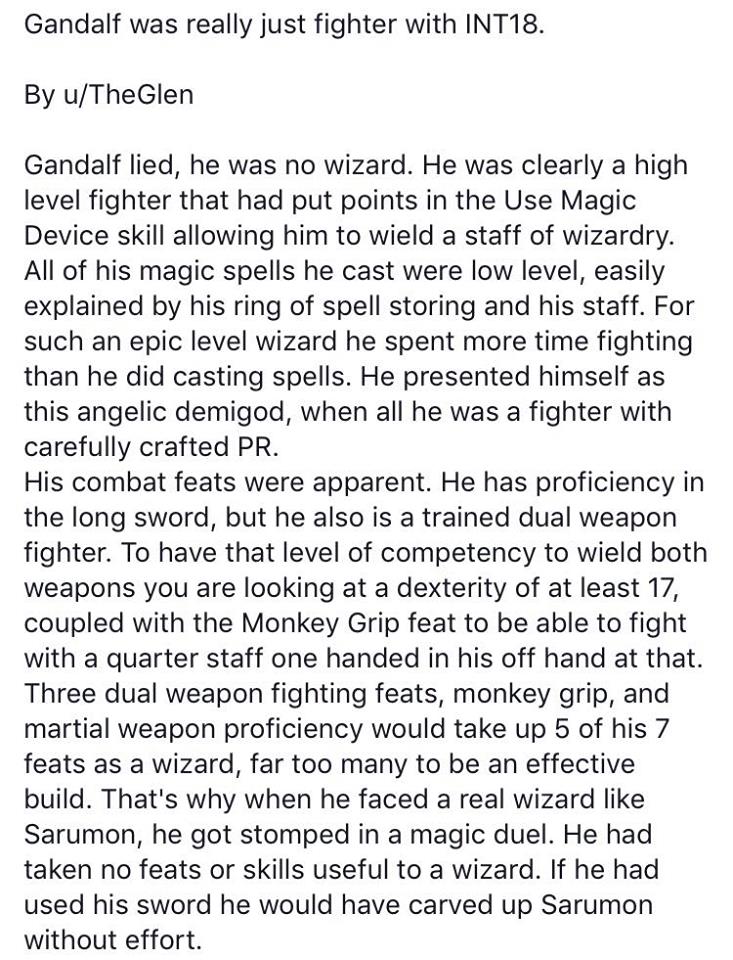 Proof That Gandalf Was Not a Wizard