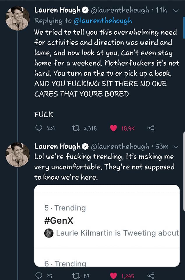 Gen X Tweets About the Stay at Home Quarantine