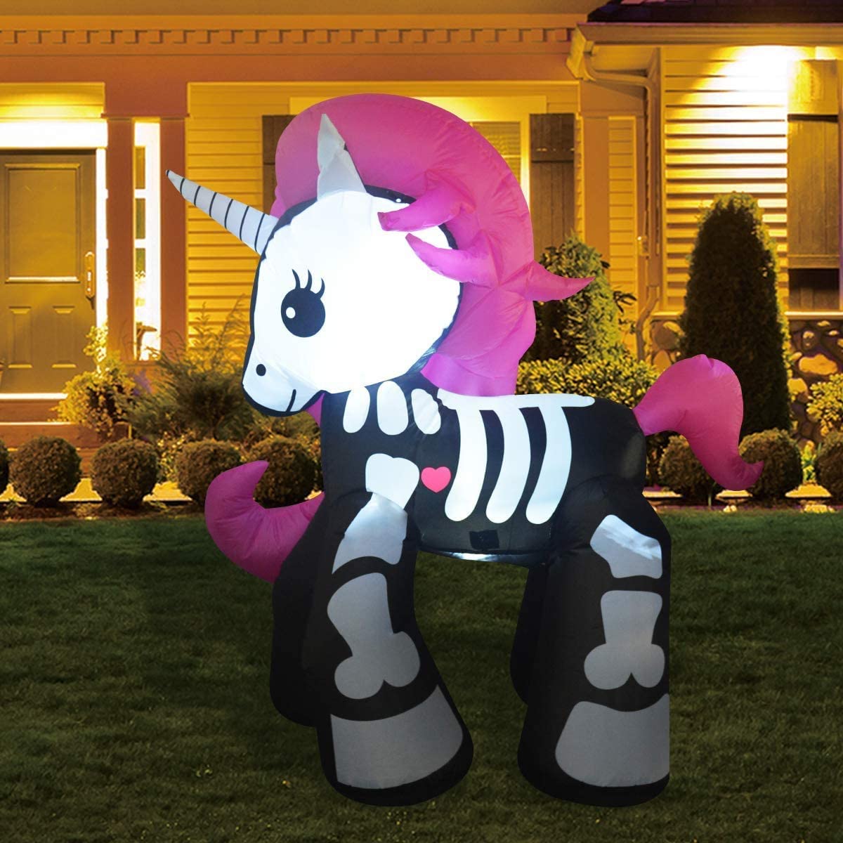 Inflatable Skeleton Unicorn Halloween Lawn Decoration