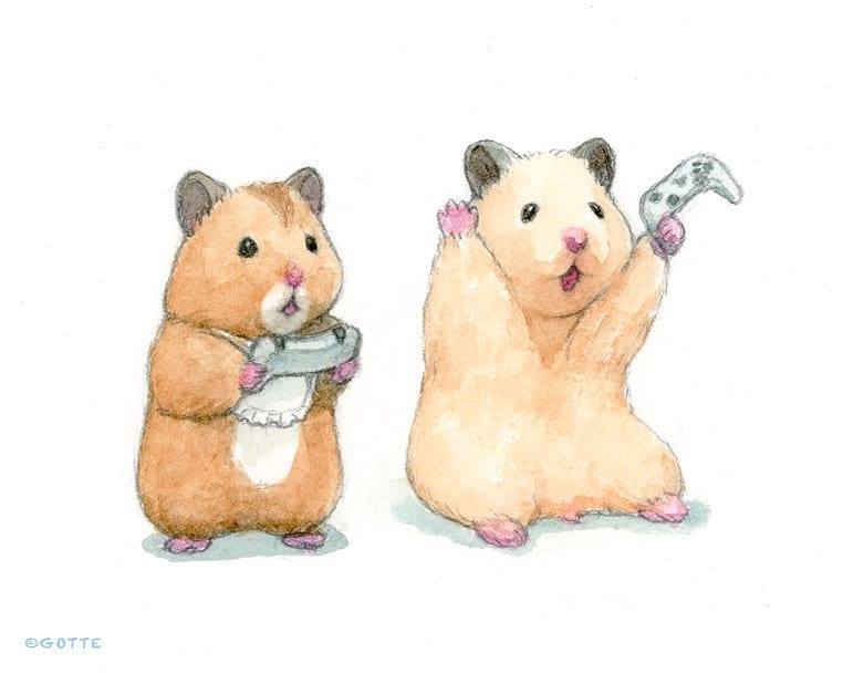 Hamsters Playing Video Games Art