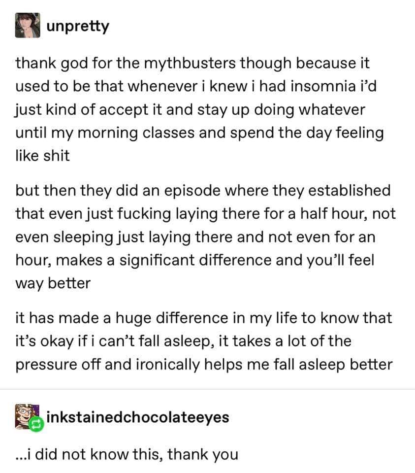 Mythbusters on Insomnia