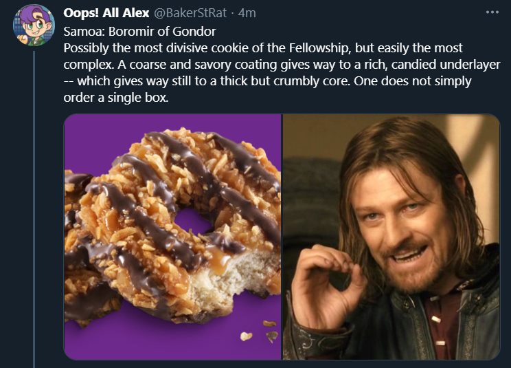 Lord of the Rings Characters as Girl Scout Cookies