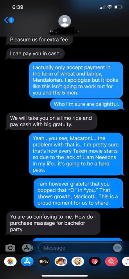 Hilarious Texts Between a Massage Therapist and a Creepy Dude