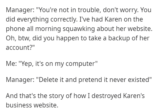Tech Support Calls Karens Bluff Deletes Her Website