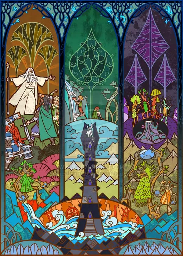 Tolkien Lore Stained Glass Inspired Fan Art