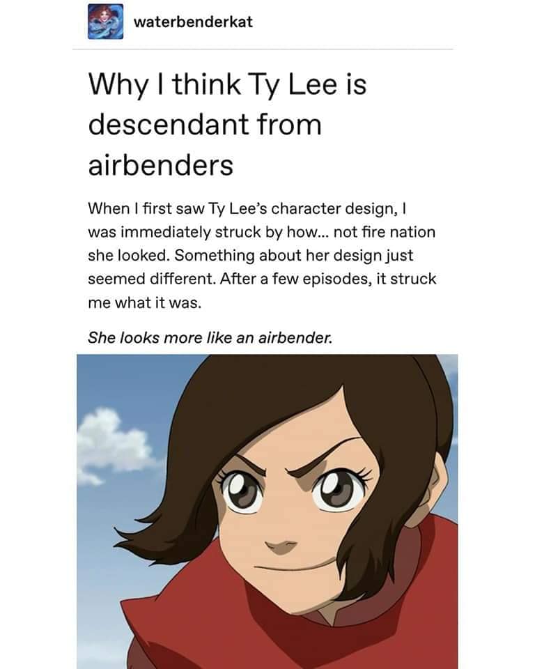 Ty Lee is Descendant from Airbenders