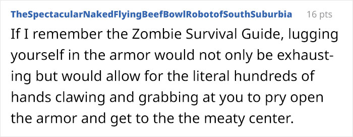 Zombie Apocalypse Armor Debate