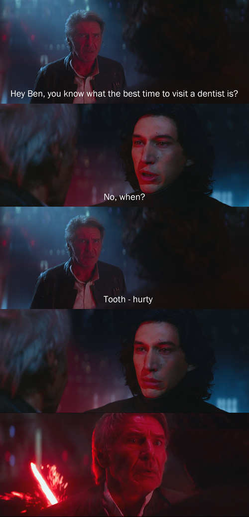 Han Solo Tells Dad Jokes to Kylo Ren