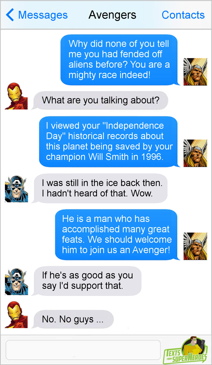 Independence Day Texts from Superheroes