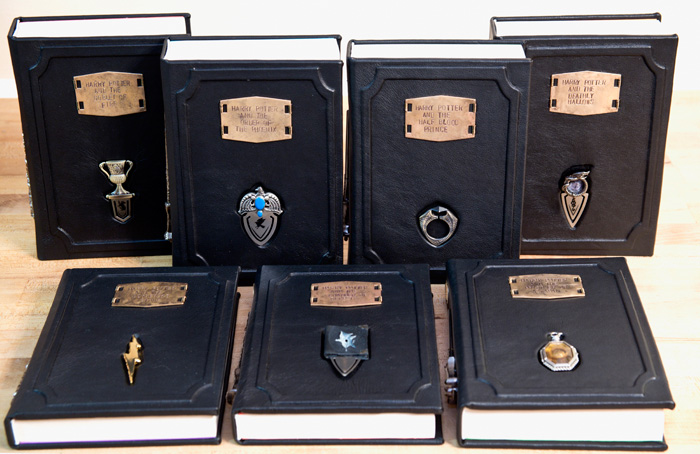 Custom Harry Potter Leatherbound Books with Horcrux Bookmarks
