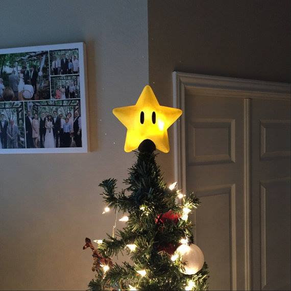 Mario Power Star Christmas Tree Topper