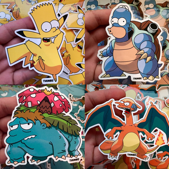 Simpsons Pokemon Trading Cards, Pins & Stickers