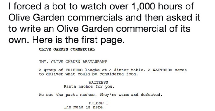 Bot Writes An Olive Garden Commercial
