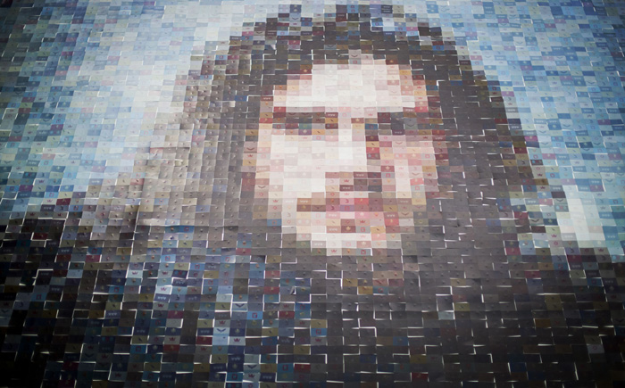 Jon Snow Mosaic Made of Business Cards