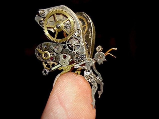Steampunk Miniature Sculptures Made From Old Clock Parts