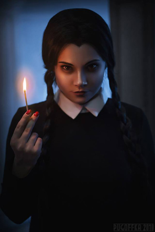 Morticia & Wednesday from The Addams Family Cosplay