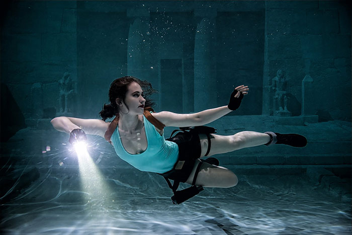 Lara Croft Underwater Cosplay