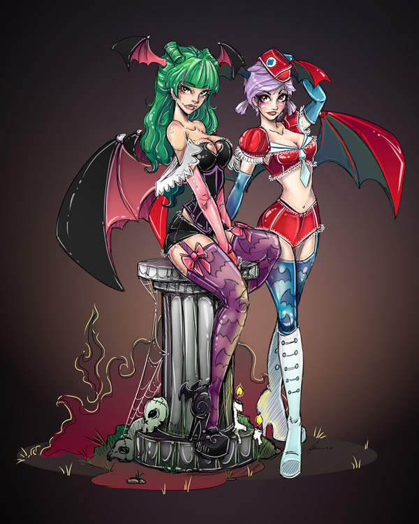 Morrigan & Lilith from Darkstalkers Pinups