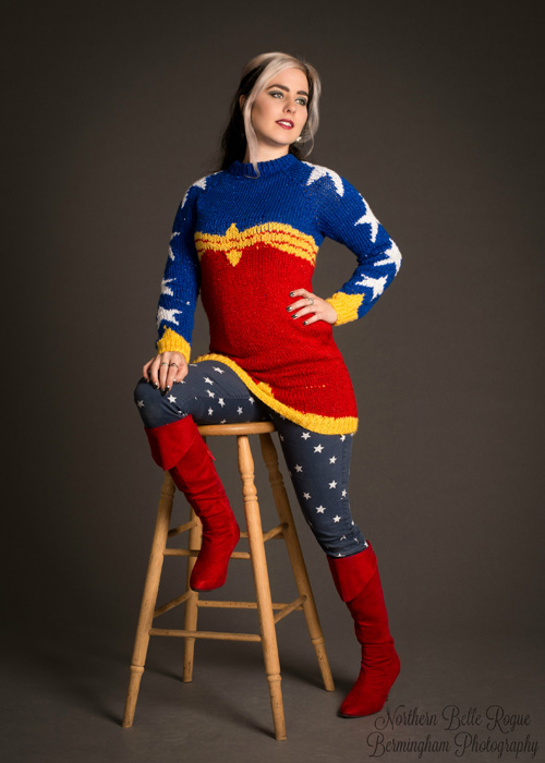 Wonder Woman Sweater Photoshoot
