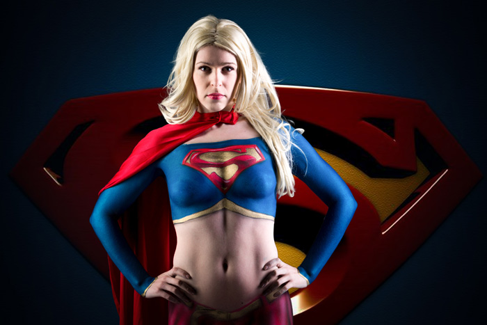 Kaley Cuoco Supergirl Bodypaint