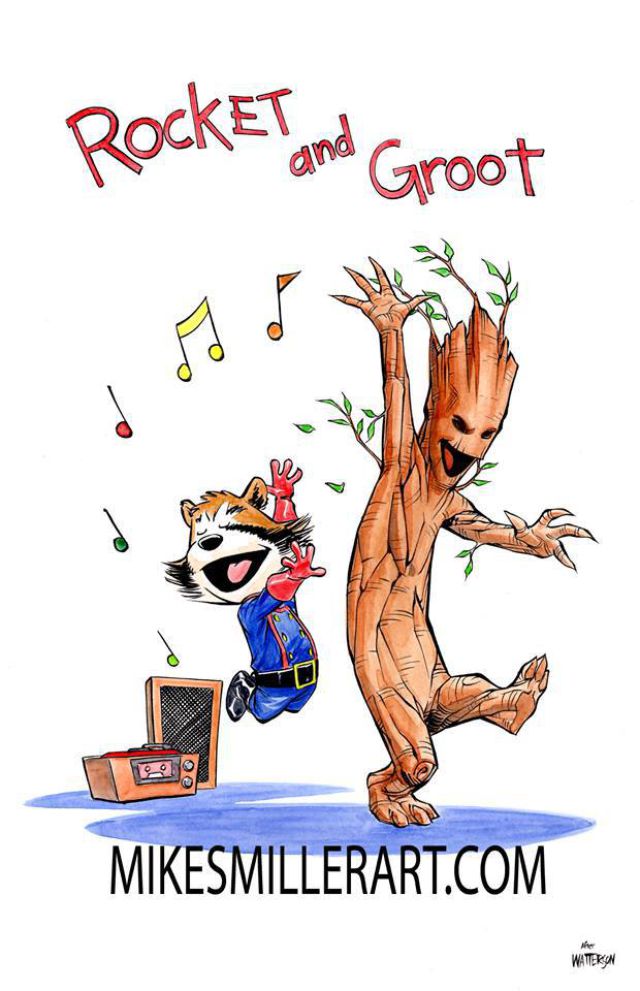 Rocket & Groot as Calvin & Hobbes Fan Art