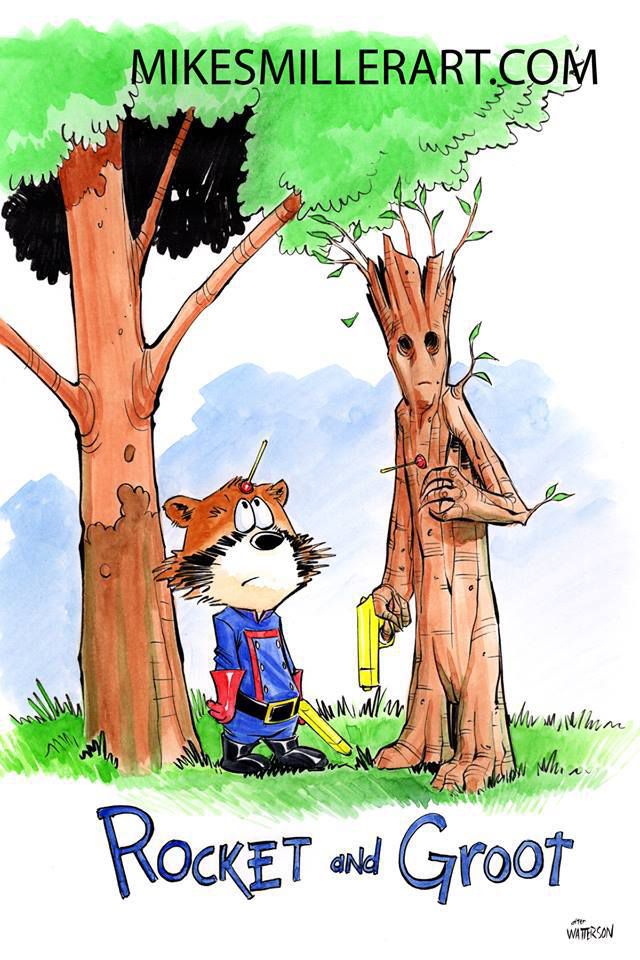 Rocket & Groot as Calvin & Hobbes Fan Art