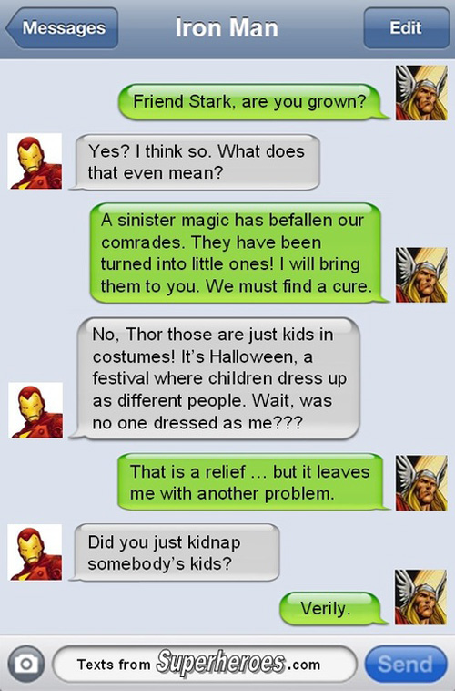 Halloween Texts from Superheroes