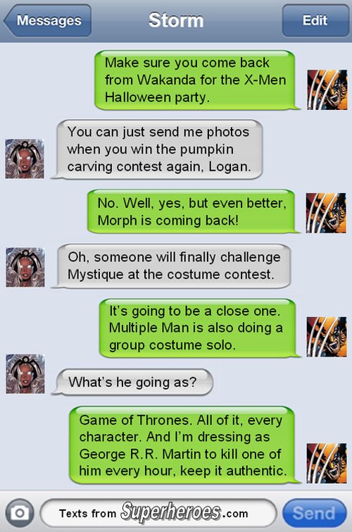 Halloween Texts from Superheroes