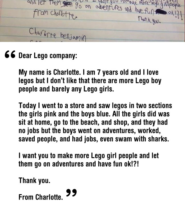 Little Girl Writes Brilliant Letter to LEGO