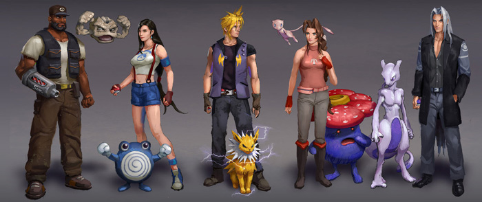 Final Fantasy Characters as Pokemon Trainers Fan Art