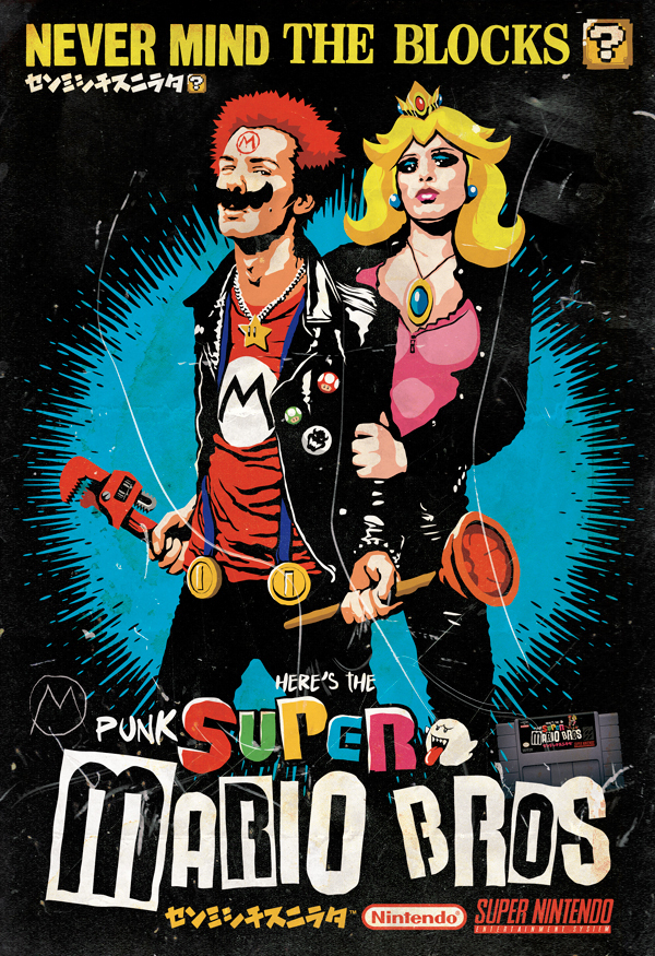 Sid & Nancy Punk Super Mario Bros. Art