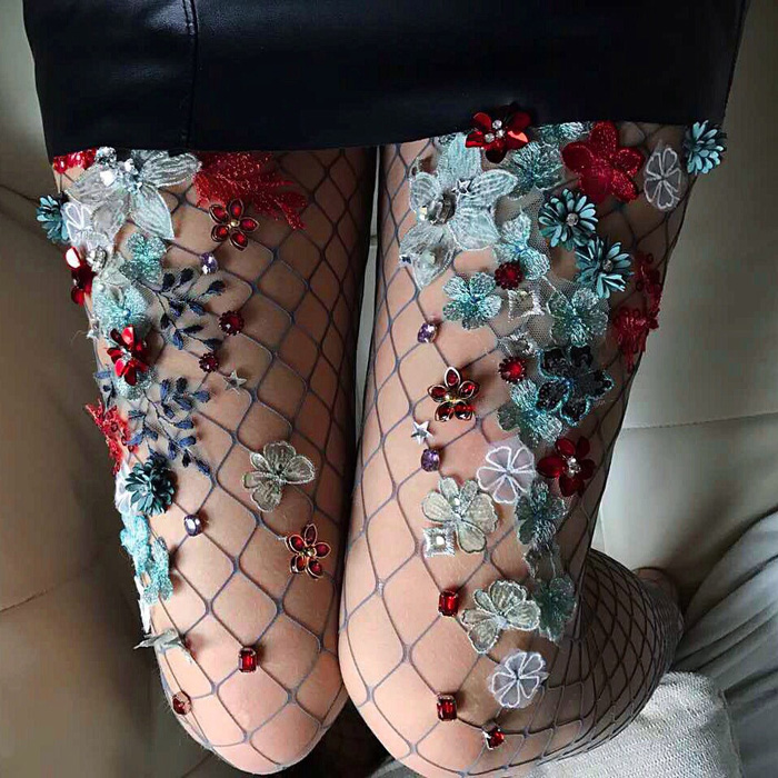 Embroidered Fantasy Fairy Tale Fishnets